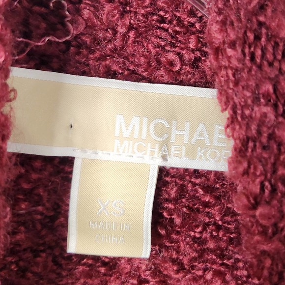 Michael Michael Kors Burgundy Red Knit Pullover Sweater Turtleneck XS Textured - Picture 3 of 5